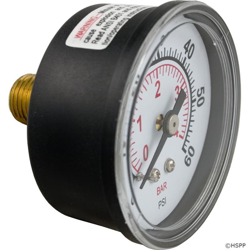 Pressure Gauge, Pentair, 1/4"mpt, 0-60psi, Back Mount 190059
