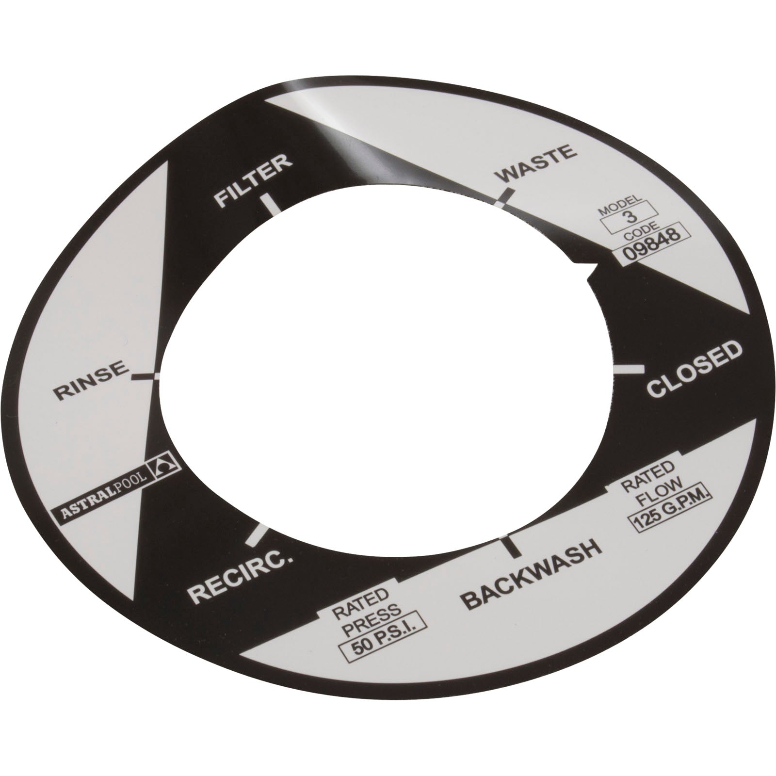 Astral Valve Label 2" Multiport Valve, 6 Position | 09848R0201