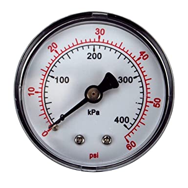 Pressure Gauge, Pentair StaRite, 1/4"mpt, 0-60psi, Back Mount/ 33600-0023T