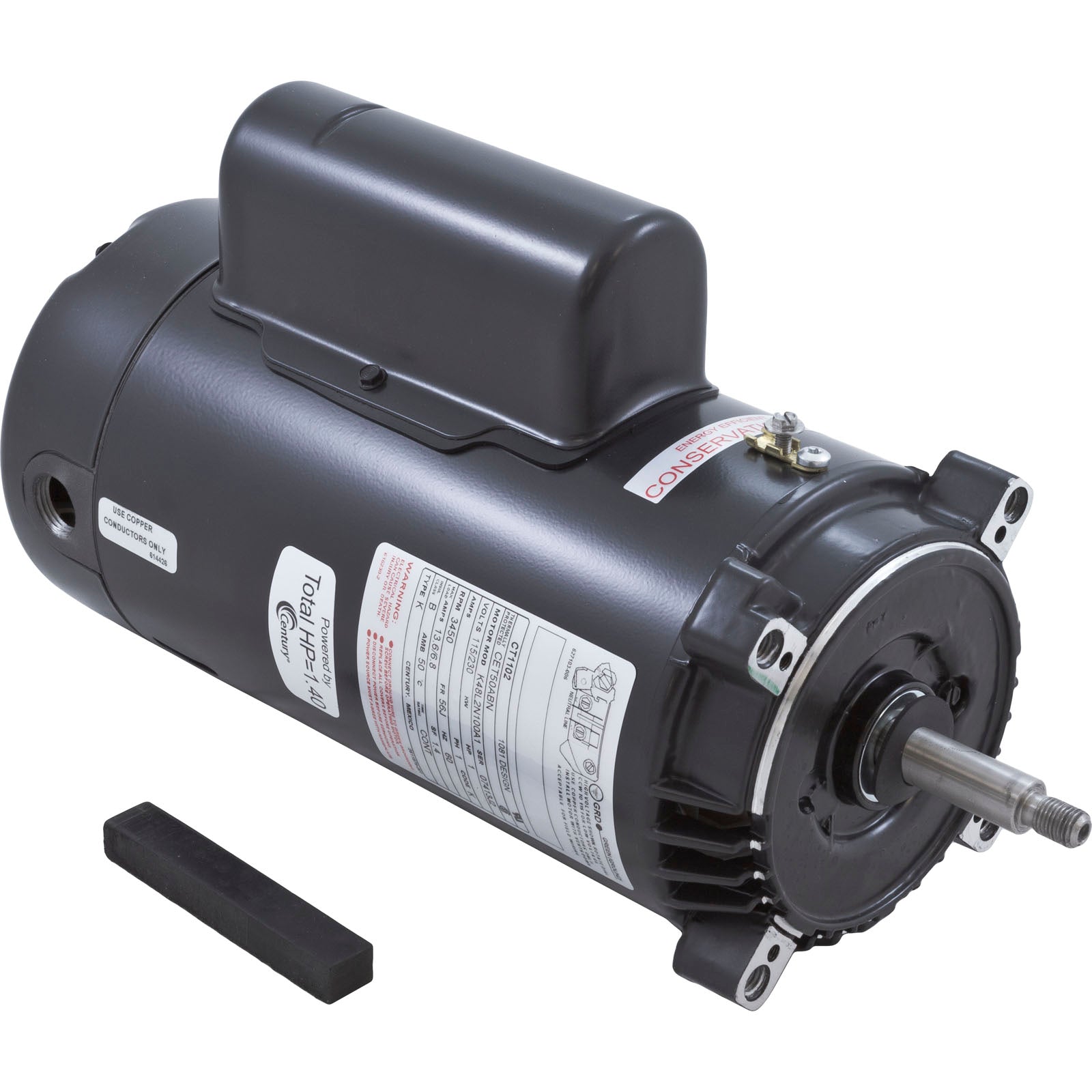 Motor, Century, 1.0hp, 115v/230v, 1-Spd, 56Cfr, C-Face, Thd, EE/ CT1102