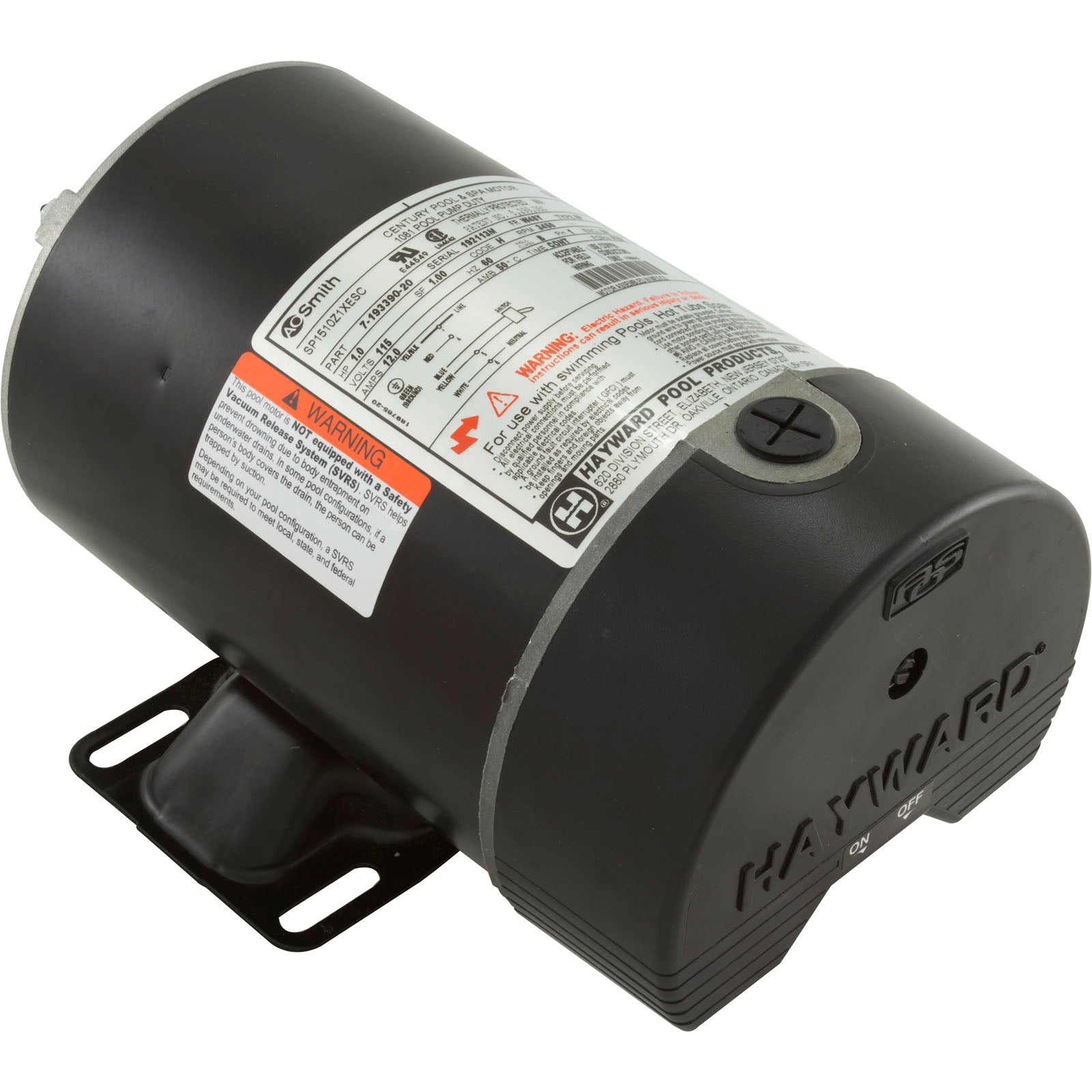 Motor, AO Smith, 1.0hp, 1-Spd, w/Switch SPX1510Z1XE