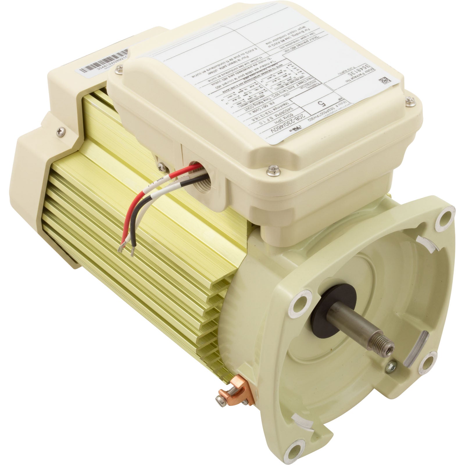 Motor, Pentair WFXF, 5.0hp, 3PH, TEFC, 208-230/460v, Almond- 354813S