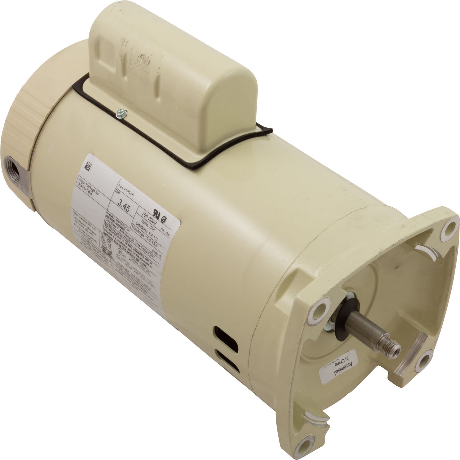 Motor, Pentair WFXF, 3.0hp, 208-230v, 1-Spd, SQFL, High Eff, OEM- 355016S
