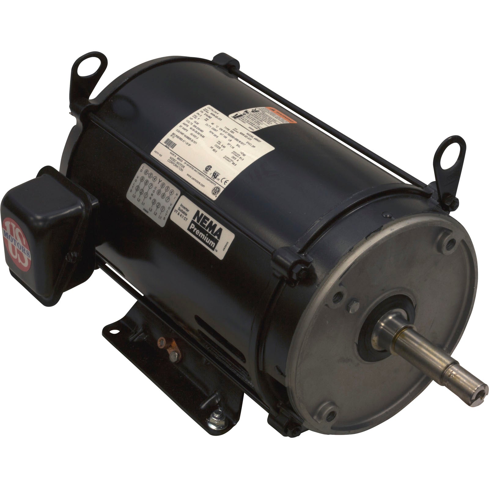Motor, US Motor, 15.0hp, 208v-230v/460v, 3ph, 1-Spd, EQ Ser/ 357071S