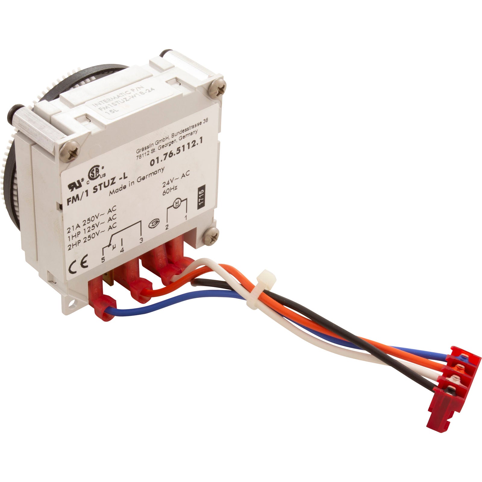 Timer, Grasslin, SPDT, Panel Mount, 24 vac, 24hr, w/Harness TMRLX