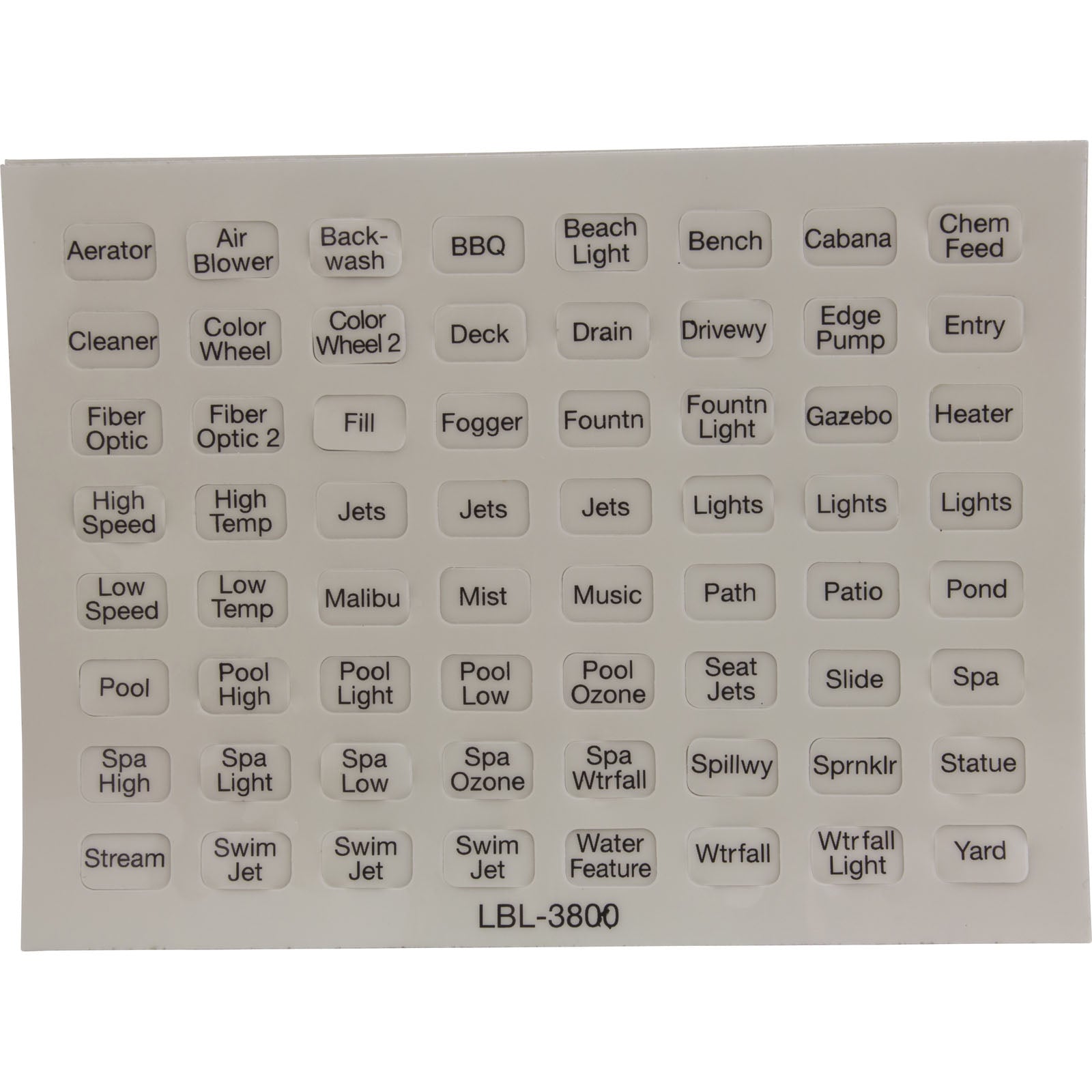 Label, Pentair, Compool, Indoor Control Panel LBL3800