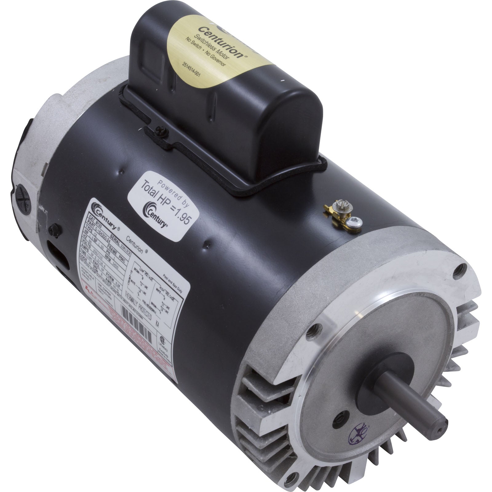 Motor, Century, 1.5hp, 115v/230v, 1-Spd, 56Cfr, C-Face Key- B123