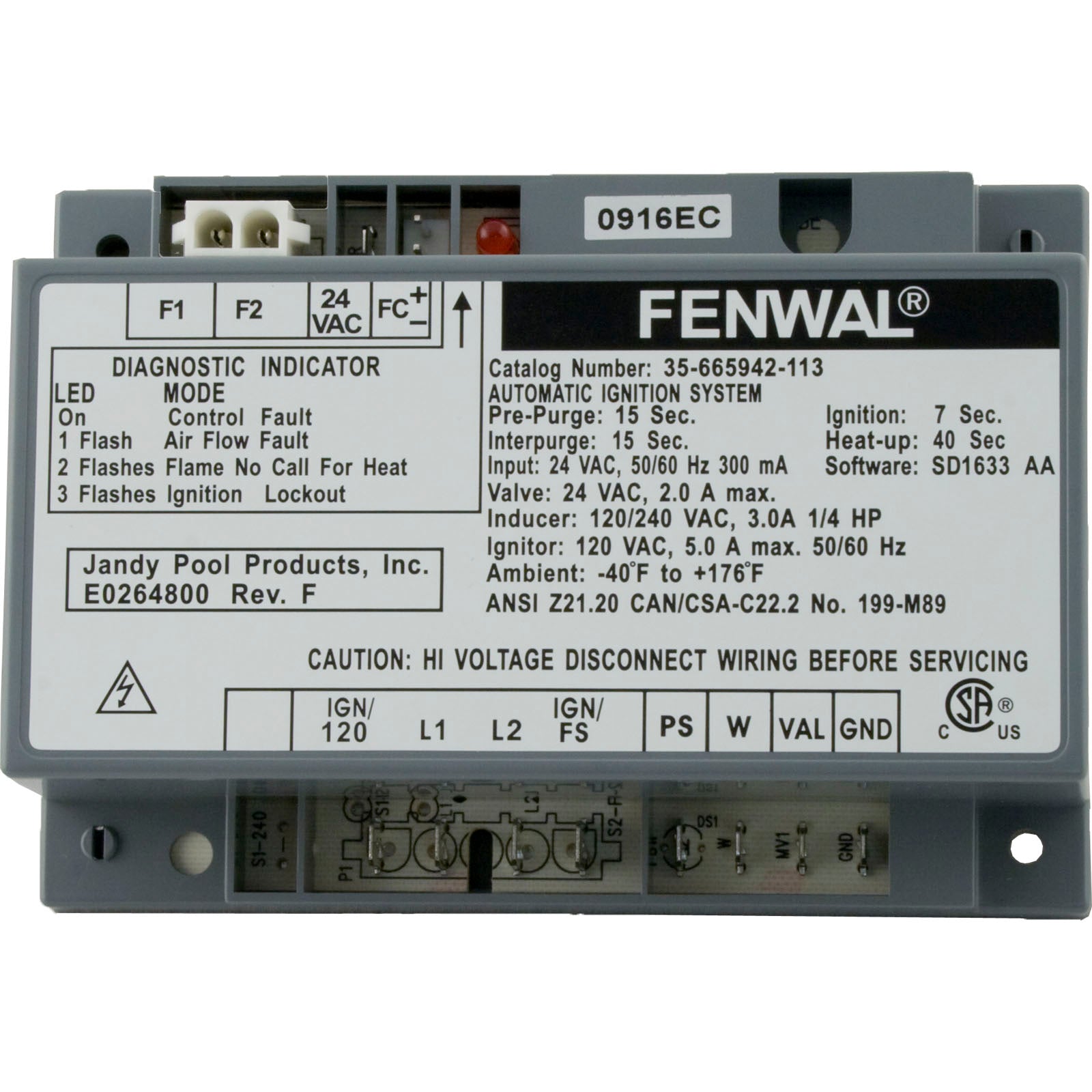 Ignition Control, Zodiac Jandy LXi/ R0456900