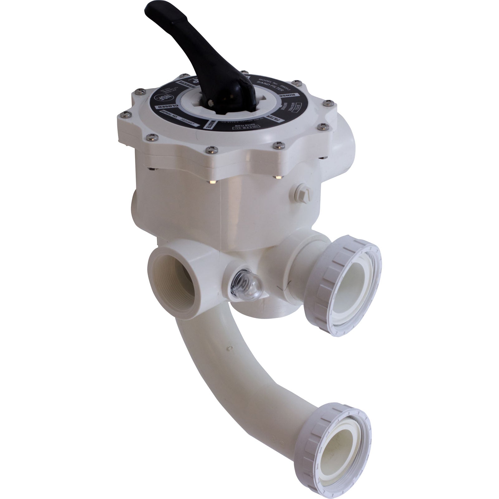 Multiport Valve, Praher SM2-SR3U, 2", w/StaRite Plumbing, Wht/SM2-SR3U