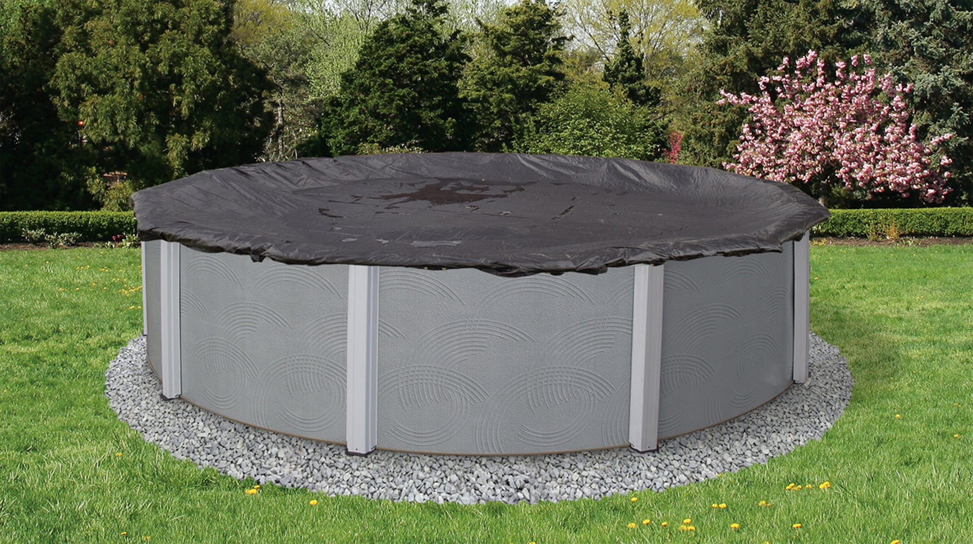 30 ft Round Rugged Mesh Above Ground Pool Winter Cover