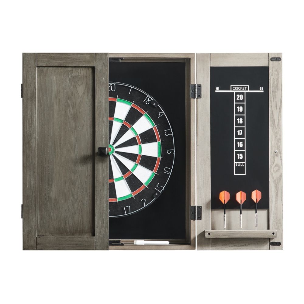 Dartboard Cabinet With Dartboard and Dart Set - Silver Mist