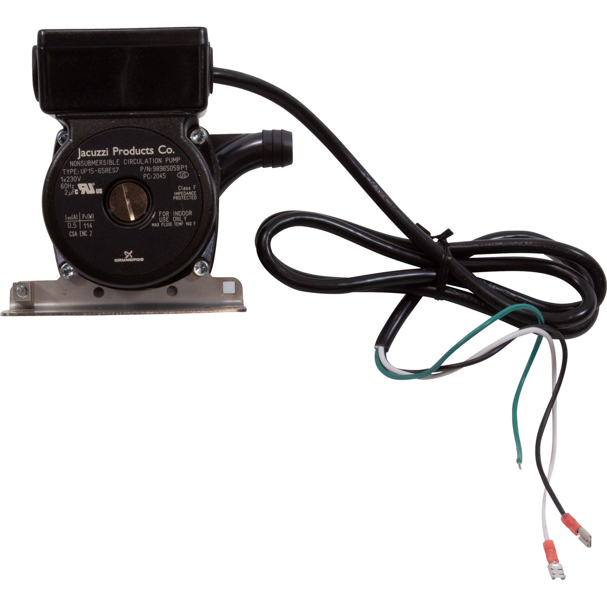 Sundance Jacuzzi Spa Pump 1 Speed 230V 3/4" Barb 6000-125RK