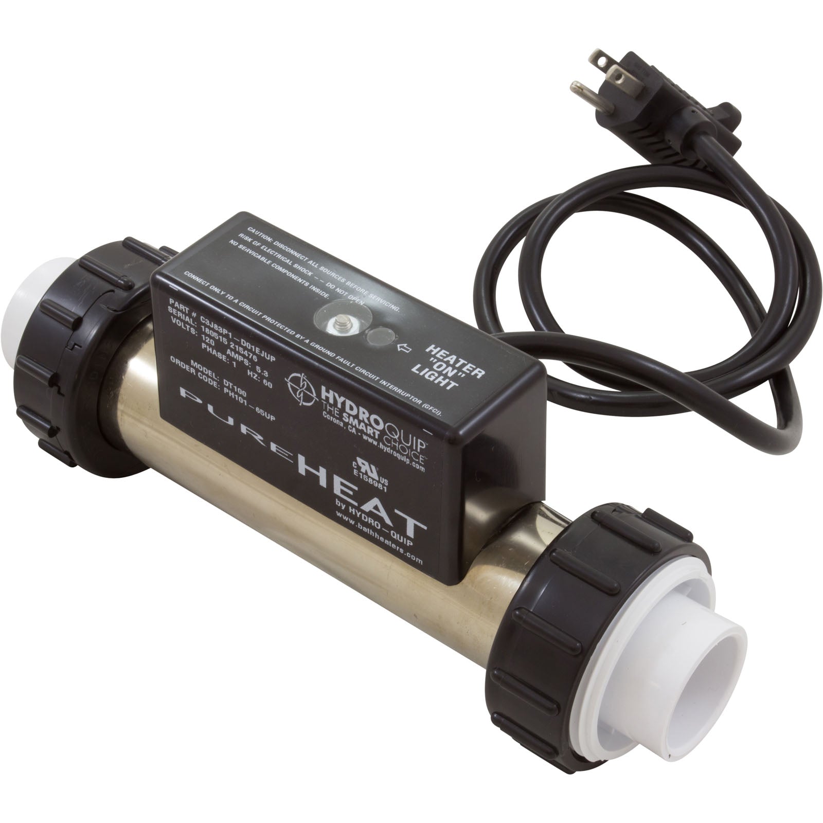 Pure Heat Inline 120V 650W Universal Bath Heater | Pressure Activated | PH101-65UP