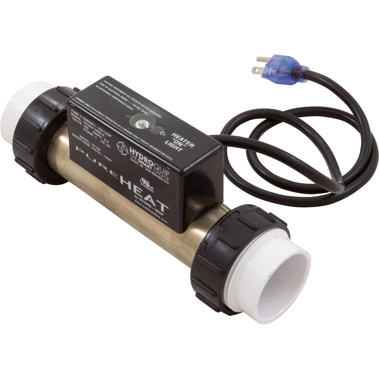 Pure Heat Inline 120V 1000W Universal Bath Heater | Vacuum Activated | PH101-10UV