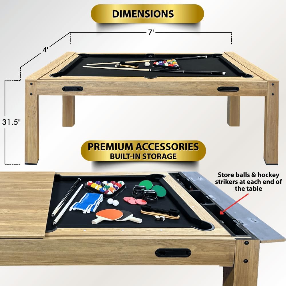 The Transformer 7' 4 in 1 Multi-Game Table | Pool Table Ping Pong Table Air Hockey Combo Game Table