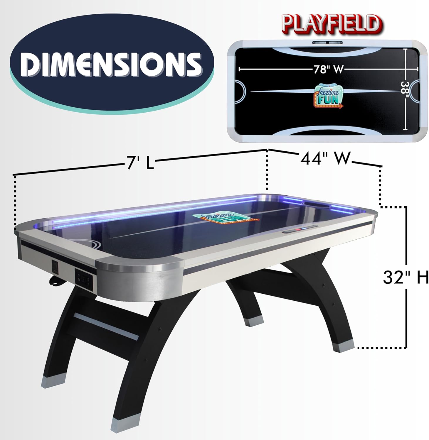 Air Hockey Table 7 ft Game Table for Adults Light Up - Full Size Arcade Air Powered Indoor LED Hockey Table for Game Room