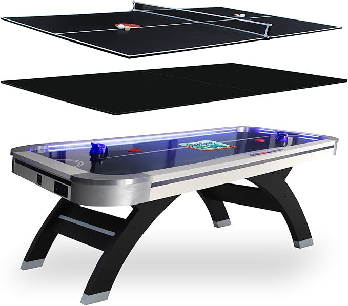 Air Hockey Table 7 ft Game Table for Adults Light Up - Full Size Arcade Air Powered Indoor LED Hockey Table for Game Room