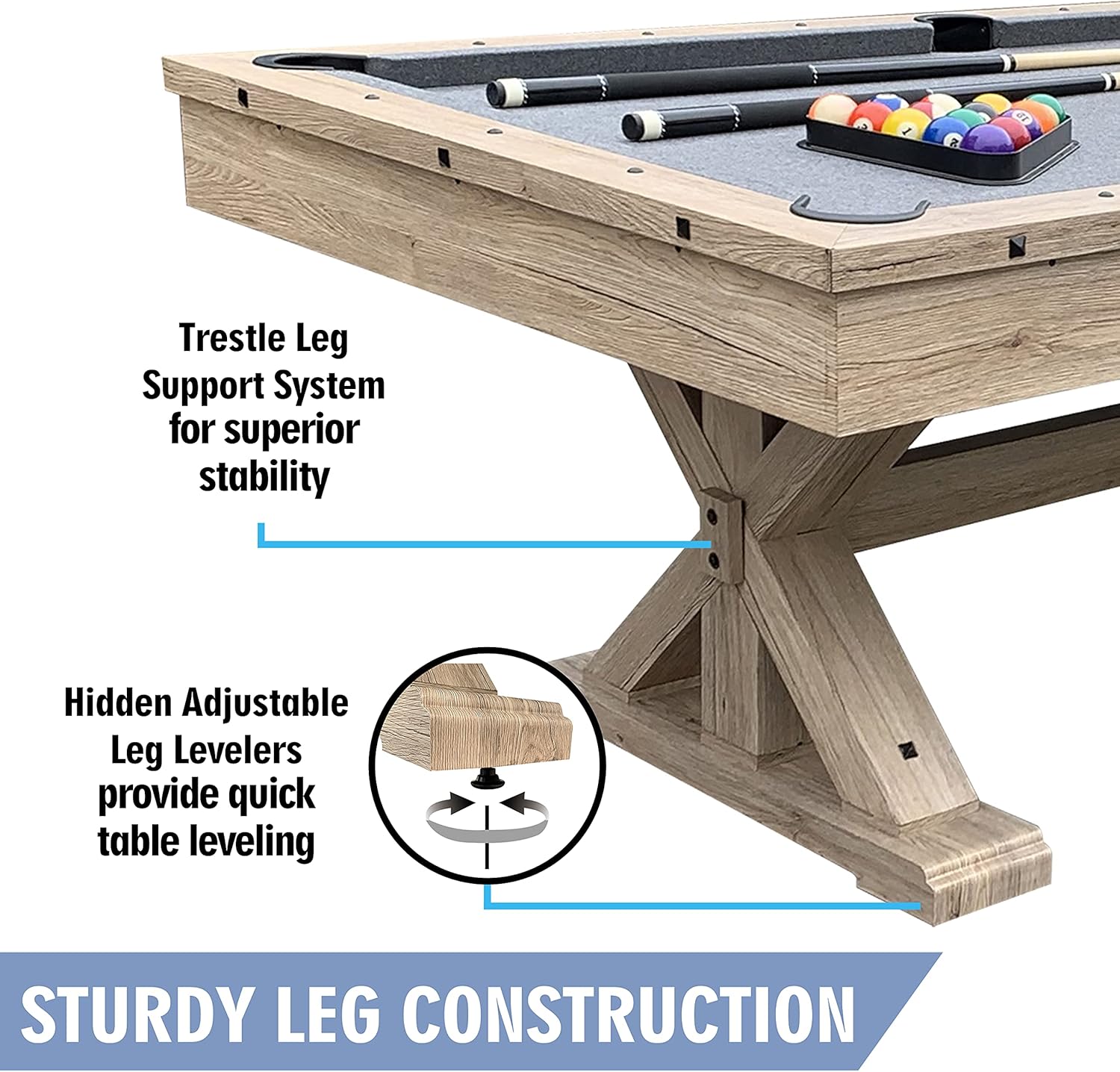 Trinity 7' 3 in 1 Multi Game Pool Table, Table Tennis & Dining Top - Rustic Oak