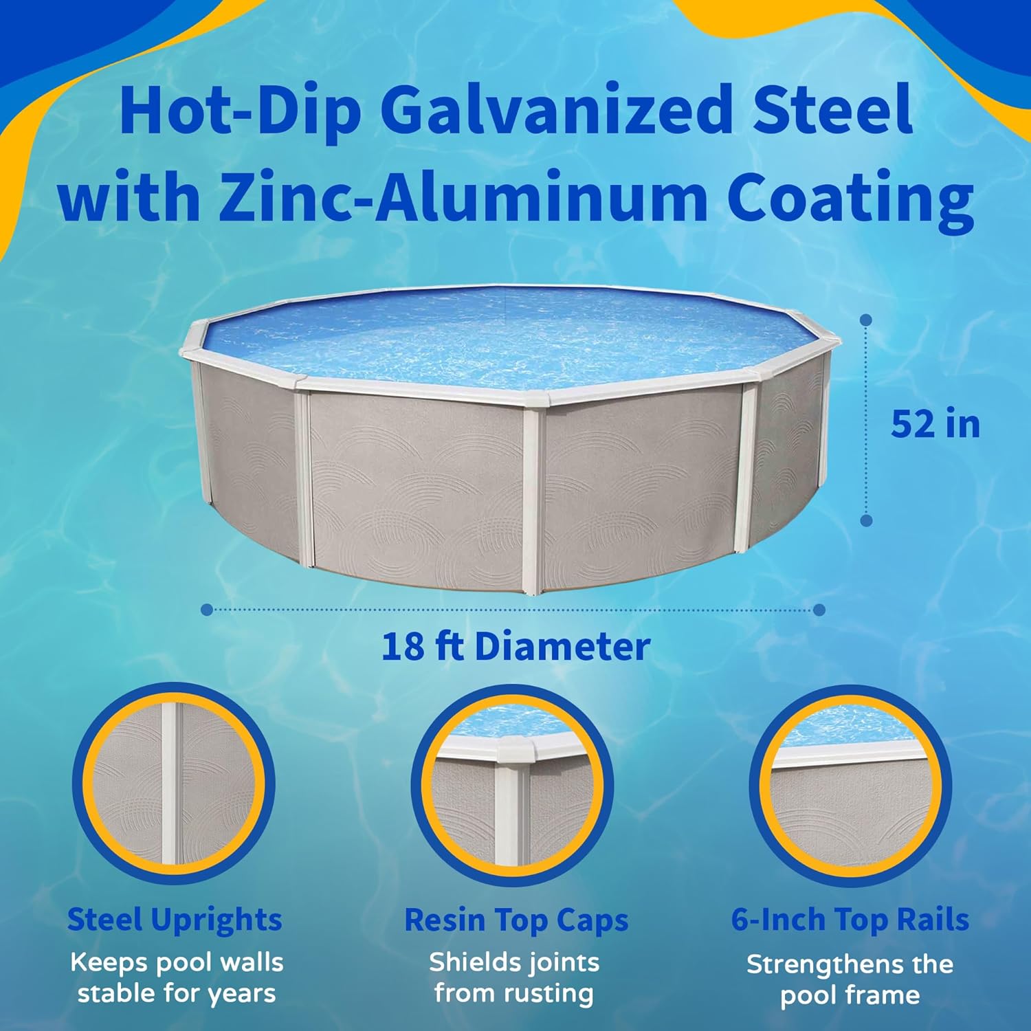 18' x 52" Round Belize Above Ground Swimming Pool