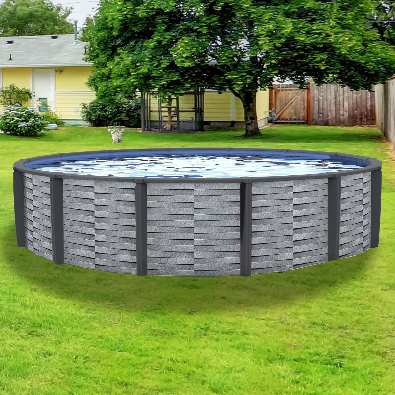 Affinity 30' Round 52" Deep 7" Top Rail Resin Above Ground Swimming Pool Package