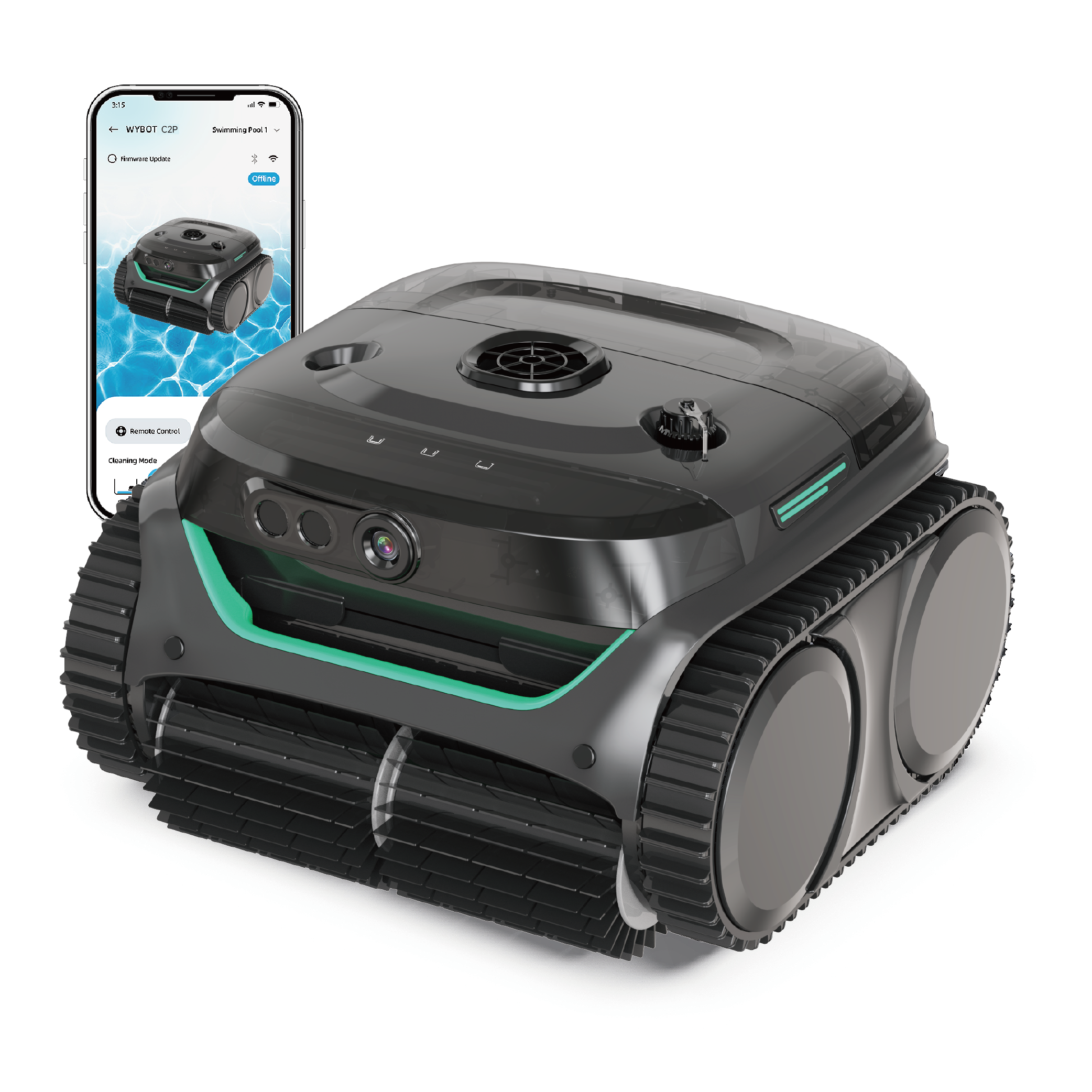Wybot - C2 ProVis Robot Pool Cleaner - AI Debris Detection - Battery Powered-  Black