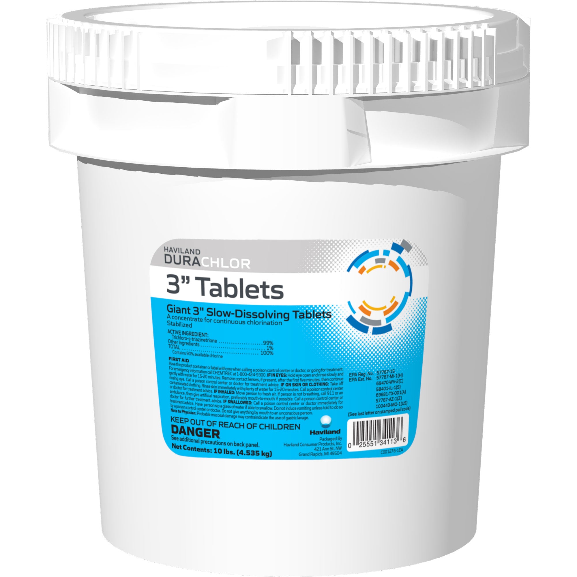 Durachlor 3-Inch Chlorine Tablets - 10lbs Slow-Dissolving Pool Sanitizer