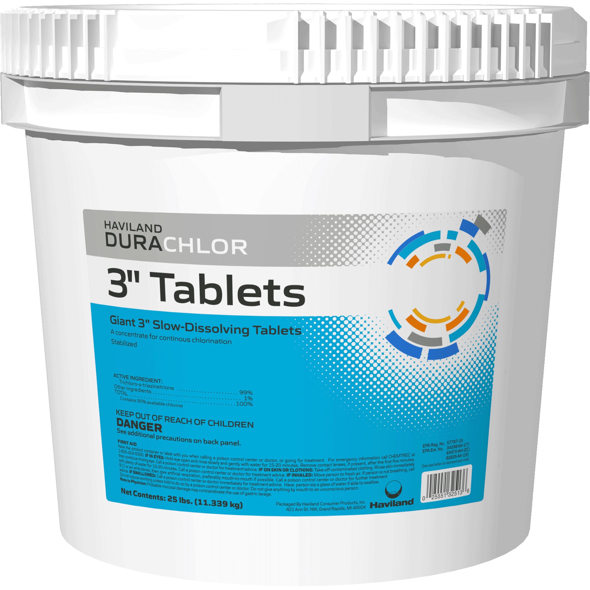 Durachlor 3-Inch Chlorine Tablets - 25lbs Slow-Dissolving Pool Sanitizer