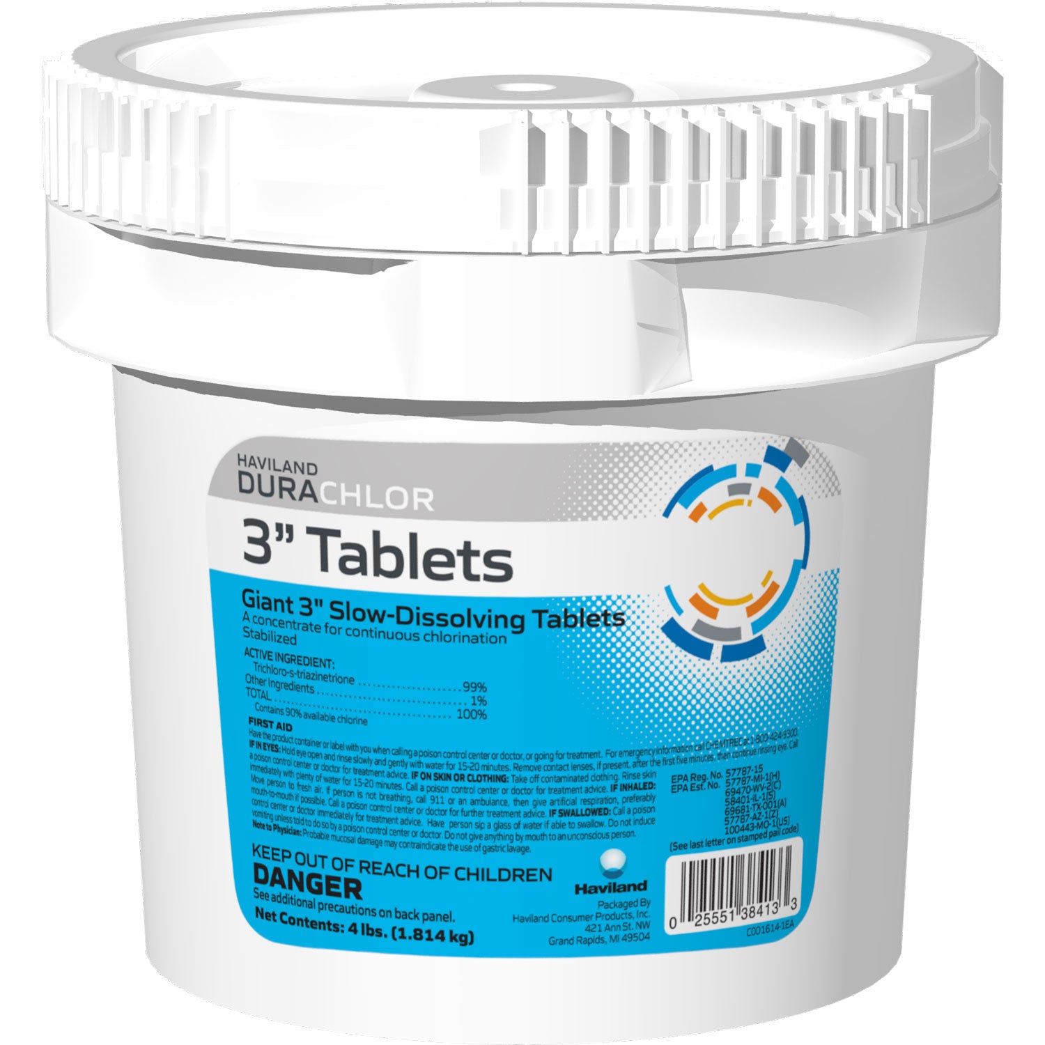 Durachlor 3-Inch Chlorine Tablets - 4lbs Slow-Dissolving Pool Sanitizer