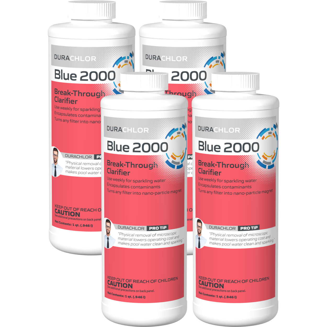 Durachlor Blue 2000 1 Quart | Premium Pool Water Clarifier - 4 Pack