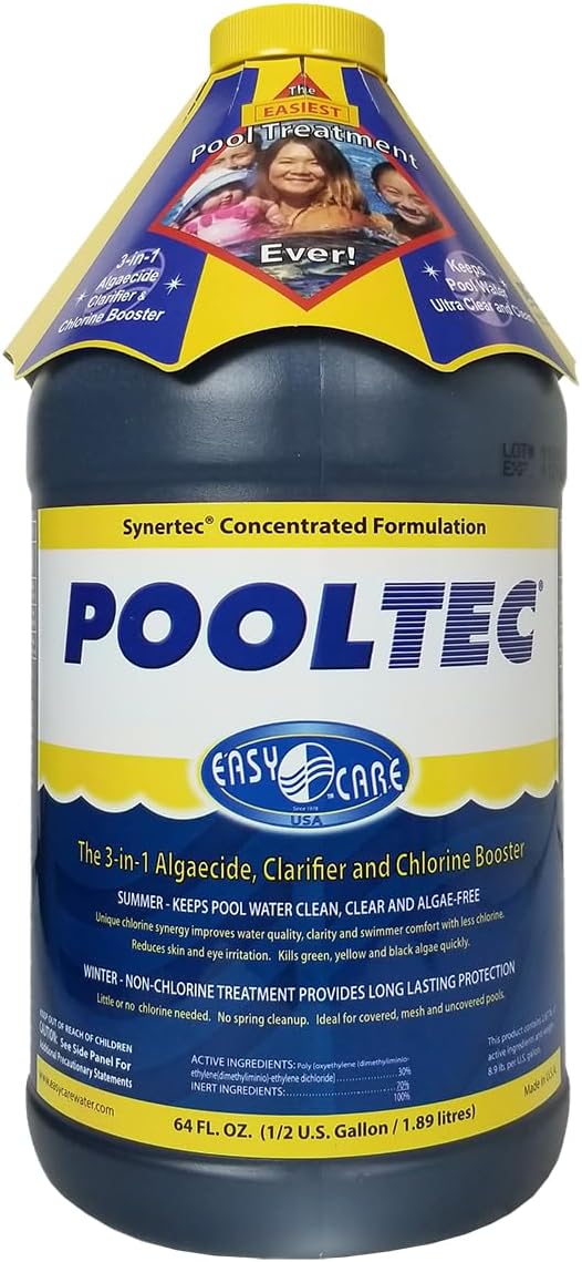 EasyCare 30064 PoolTec Algaecide, Clarifier and Chlorine Salt Cell Booster - 64 oz. Bottle