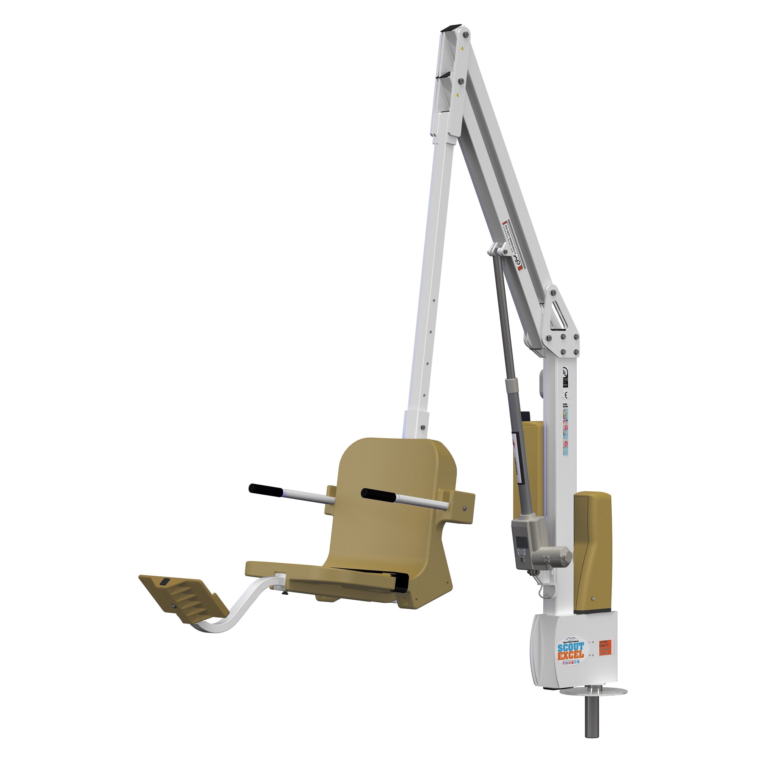 Aqua Creek Scout Excel Pool Lift- 375lb Capacity - White/Tan| F-SCTXL-T