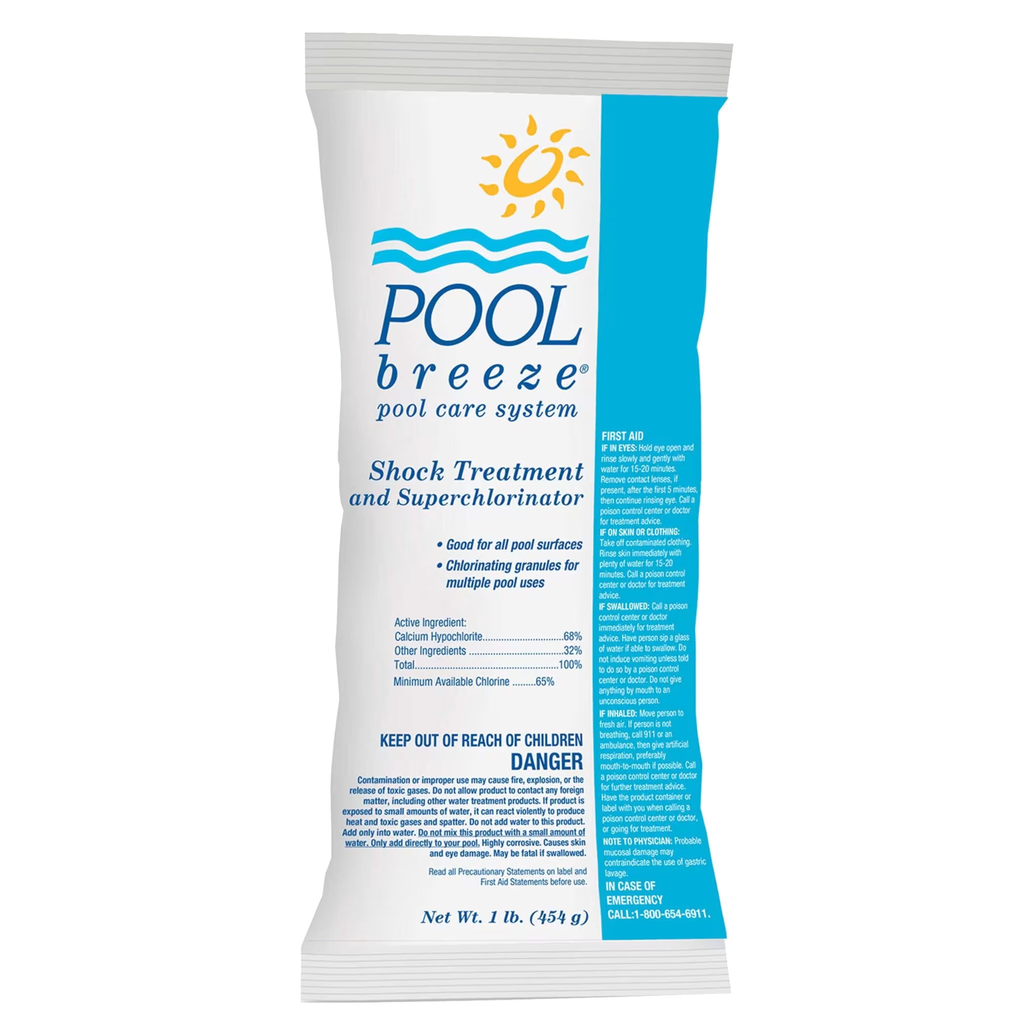 Pool Breeze 68 Cal Hypo Granular Chlorine Shock - 1 lb x 24 Bags