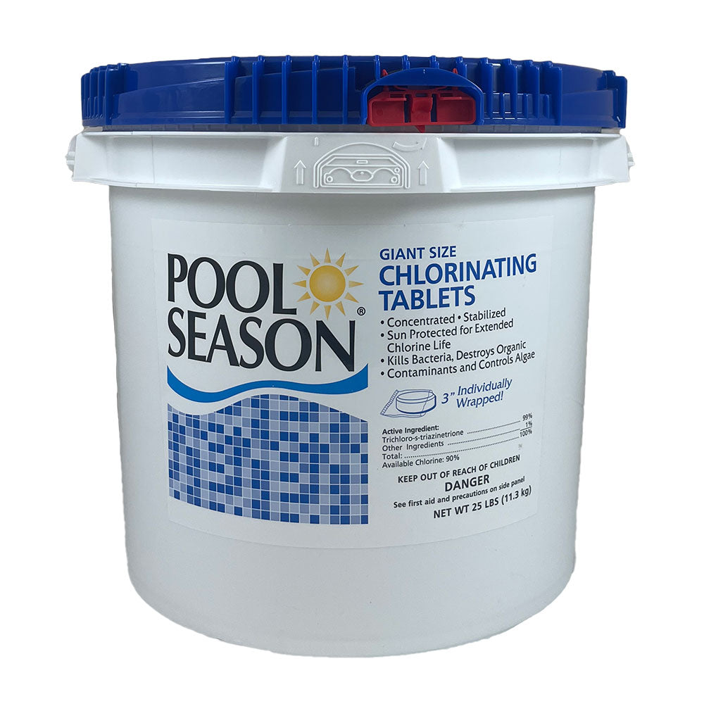Pool Season 3 in Chlorine Tabs, 25lb - Slow Dissolve - Wrapped