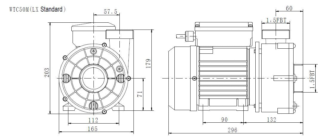 1/3 HP Spa Pump 1 Speed 230V 1-1/2" MBT WTC50M-STANDARD