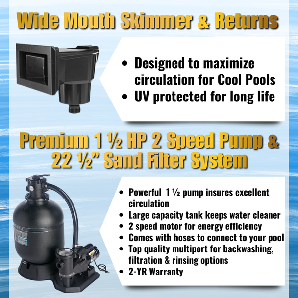 30' Round Cool Pool 54” Salt Friendly Above Ground Round Pool Package w/ In-Pool Step