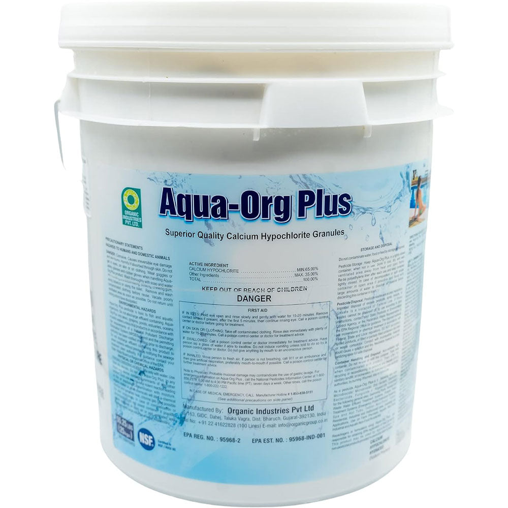 Aqua-Org Plus - 55lb Granular Calcium Hypochlorite 65% Pool Shock for Swimming Pools