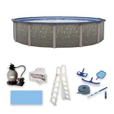 18' Round Riviera 54" Steel Wall Above Ground Pool Package - Essential Package