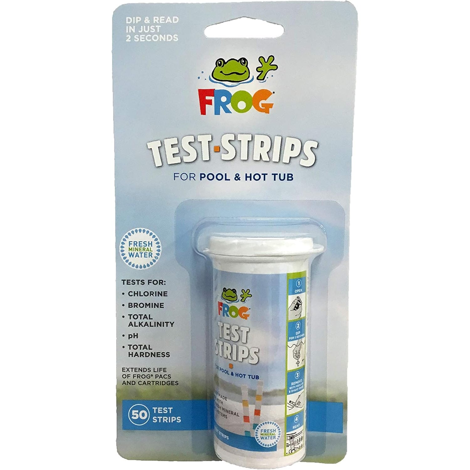 King Technology Frog Pool & Spa Test Strips Tests: Chlorine, Bromine, pH and Total Alkalinity (50 per bottle)