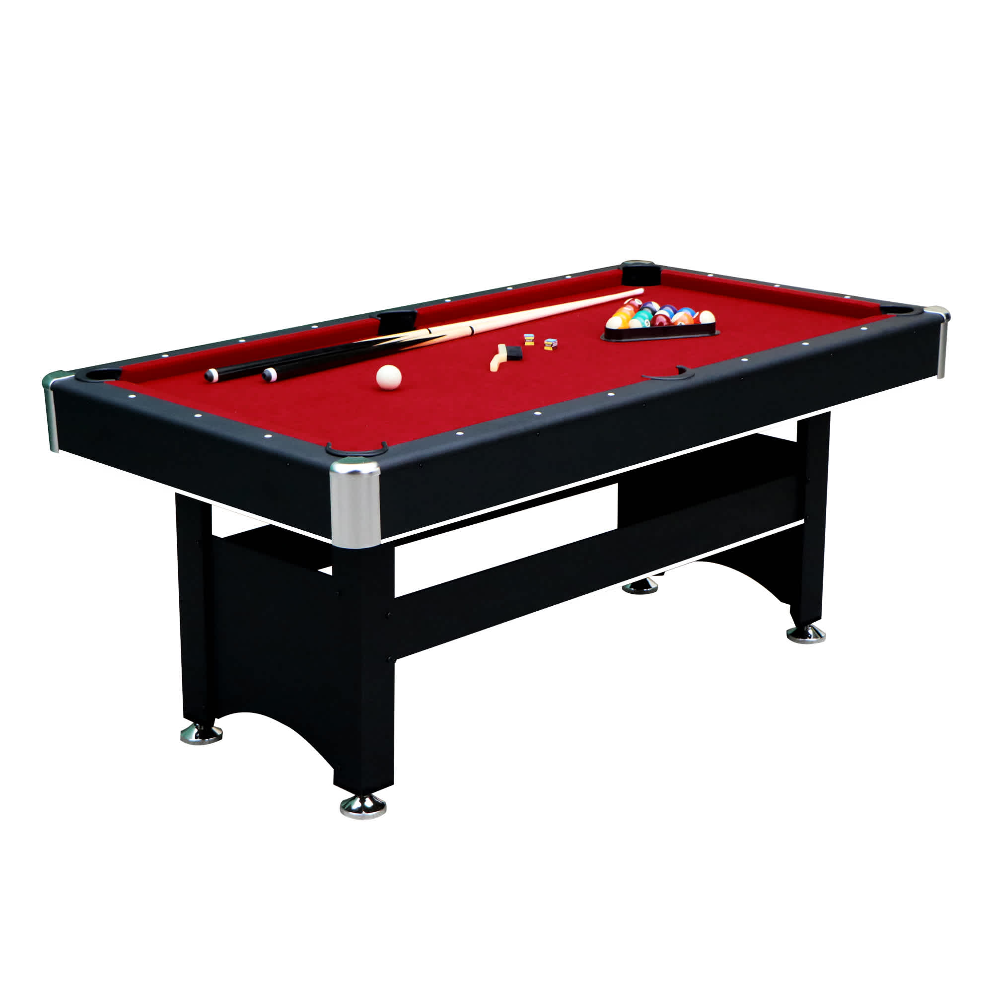 Spartan 6-ft Pool Table with Table Tennis Top - Black with Red Felt