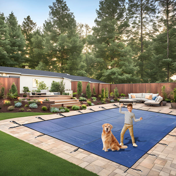 16' x 32' Economy Mesh Rectangle Safety Pool Cover - 5-Year - 95% Sun Block - No Step