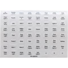 Label, Pentair, EasyTouch, Indoor Control Panel, Set of 10 520658
