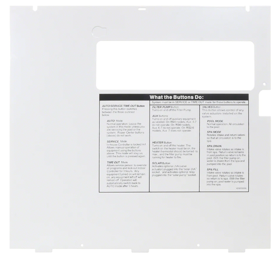 Faceplate, Zodiac, Jandy Pro Series, Standard Enclosure R0466900
